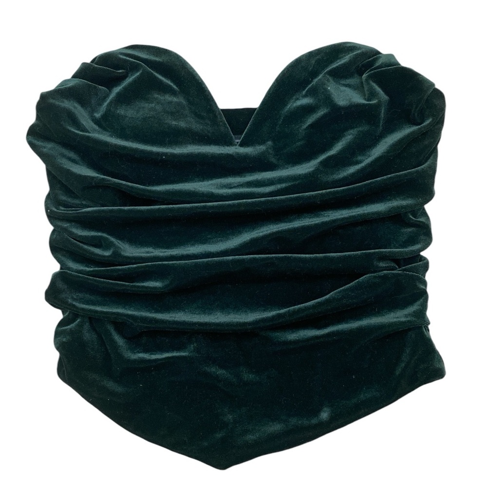 Green velvet buddy contour Ruched strapless Pull On top